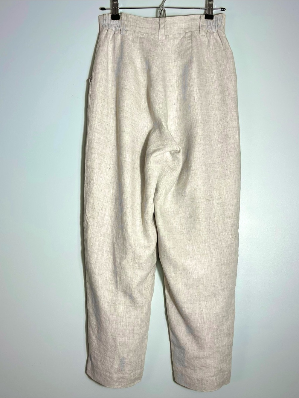 DISSH Women's Cropped Tan 100% Linen Pants Pleated Lined High Waisted Size 4 - Picture 2 of 12